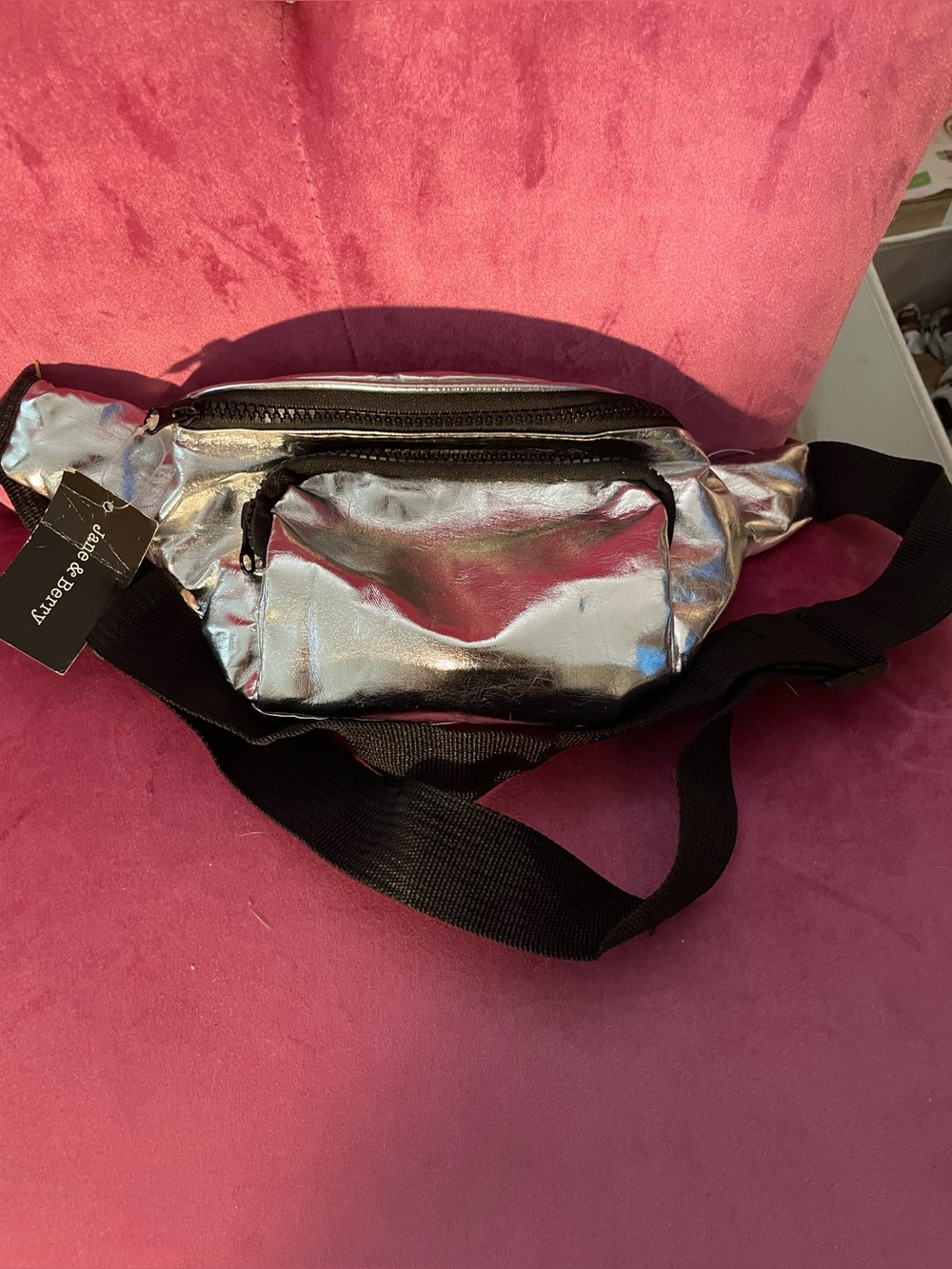 Metallic Silver Belt Bag -